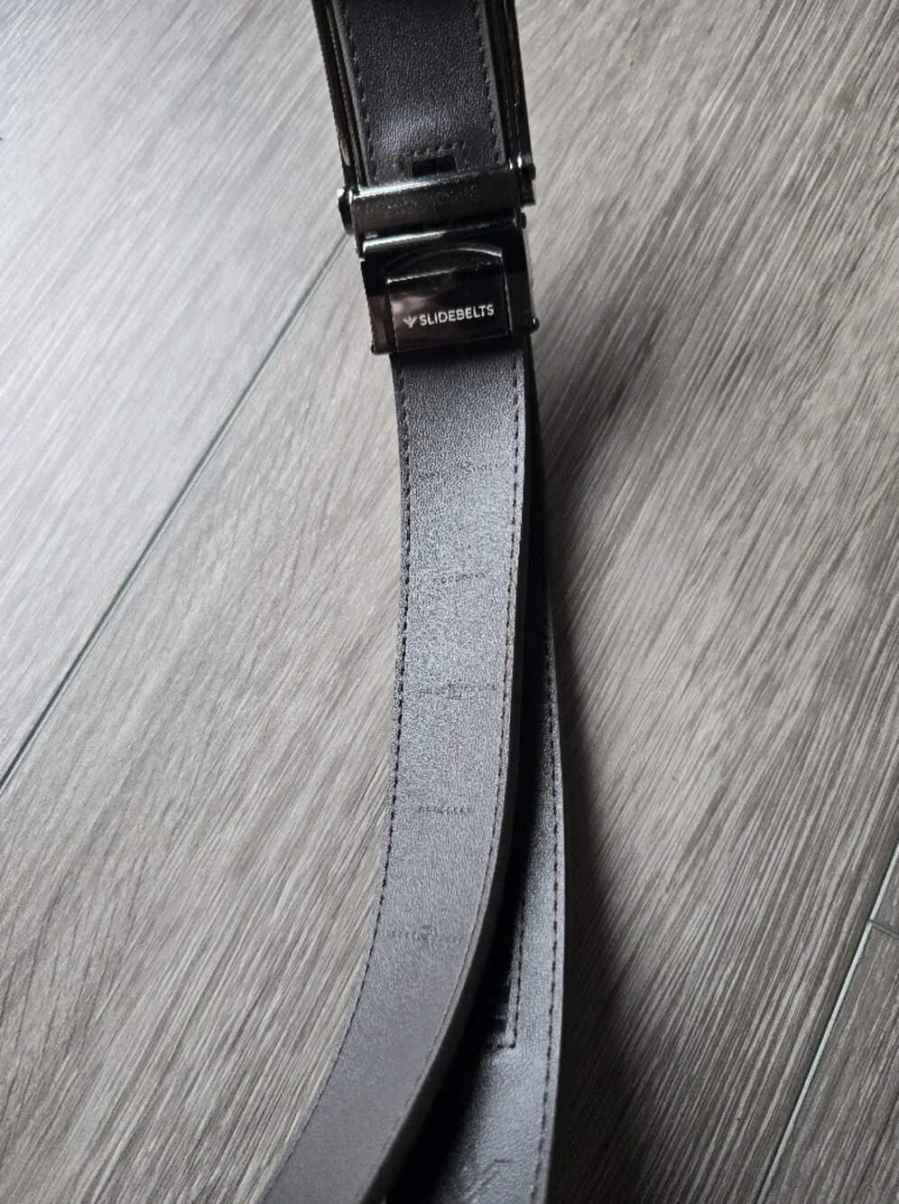 SlideBelts Brown Leather Ratchet Belt Adjustable No Hole Gunmetal Buckle Men's